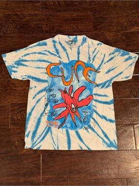 The Cure Wish Tie-Dye Graphic T-Shirt 1992 Wish Tour Sketch Artwork Size M/L